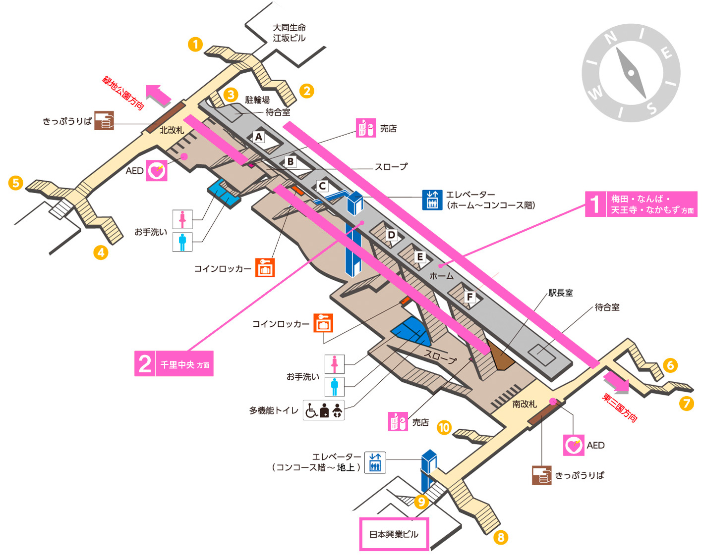 江坂駅構内図